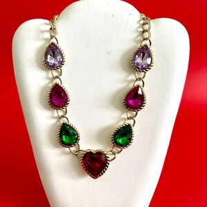 Costume Necklace multi colour hearts Vintage look